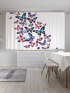Классические шторы JoyArty "Строй бабочек", серия Oxford DeLux, 2 полотна 145x180 см