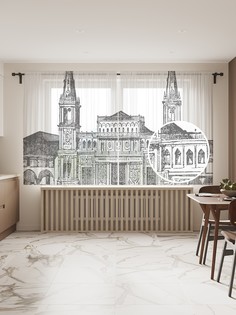 Фототюль JoyArty "Собор Святого Петра в Эквадоре" 145x180см, 2 полотна, лента, 50 крючков