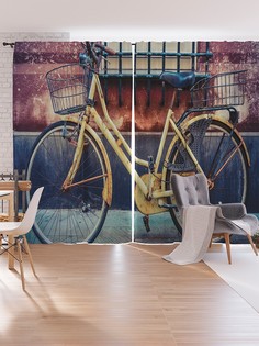 Шторы под лён JoyArty "Оставленный велосипед", серия Oxford DeLux, 340х265 см