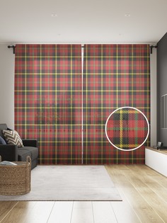 Фототюль JoyArty "Красно-зеленая клетка" 145x265см, 2 полотна, лента, 50 крючков