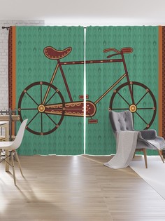 Шторы под лён JoyArty "Велосипед на ковре", серия Oxford DeLux, 340х265 см