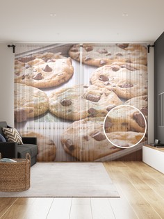 Фототюль JoyArty "Печенье на противне", 145x265см, 2 полотна, лента, 50 крючков