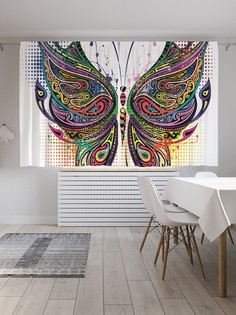Классические шторы JoyArty "Диско бабочка", серия Oxford DeLux, 2 полотна 145x180 см