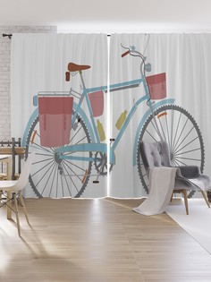 Шторы под лён JoyArty "Велосипед для туризма", серия Oxford DeLux, 340х265 см