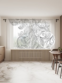 Фототюль "Необычная гравюра", 145x180 см (2 полотна со шторной лентой + 50 крючков) Joy Arty