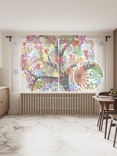 Фототюль JoyArty "Красочное изобилие на дереве" 145x180см, 2 полотна, лента, 50 крючков