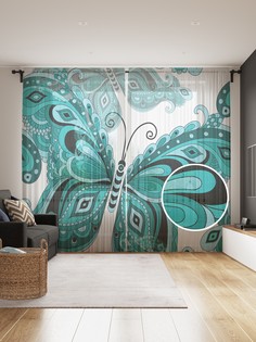 Фототюль JoyArty "Орнаментальная бабочка", 145x265см, 2 полотна, лента, 50 крючков