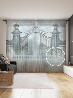 Фототюль JoyArty "Облачный забор", 145x265см (2 полотна со шторной лентой + 50 крючков)