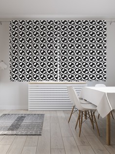 Шторы JoyArty "Геометрический узор из овалов монохром", Oxford DeLux, 2 полотна 145x180 см