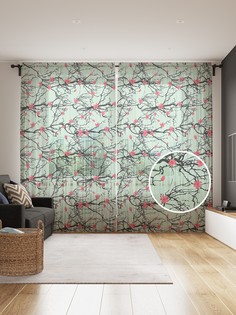 Фототюль JoyArty "Весеннее опадание", 145x265см (2 полотна со шторной лентой + 50 крючков)