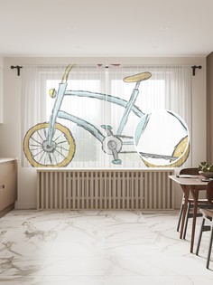 Фототюль "Детский велосипед", 145x180 см (2 полотна со шторной лентой + 50 крючков) Joy Arty