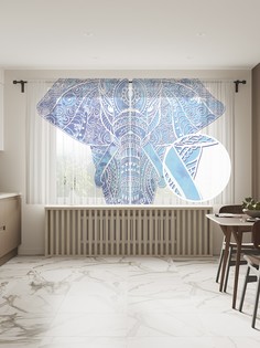 Фототюль JoyArty "Священный слон Мбату", 145x180см (2 полотна с лентой + 50 крючков)