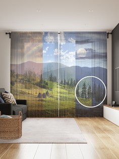 Фототюль JoyArty "Три сезона", 145x265см (2 полотна со шторной лентой + 50 крючков)