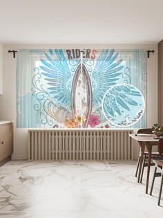 Фототюль JoyArty "Серфинг в Калифорнии" 145x180см, 2 полотна, лента, 50 крючков