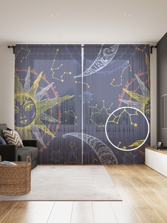 Фототюль JoyArty "Звездные созвездия", 145x265см, 2 полотна, лента, 50 крючков