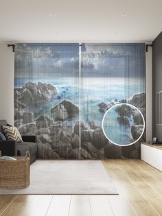 Фототюль JoyArty "Камни моря", 145x265см (2 полотна со шторной лентой + 50 крючков)