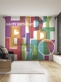 Фототюль JoyArty "День рождения", 145x265см (2 полотна со шторной лентой + 50 крючков)