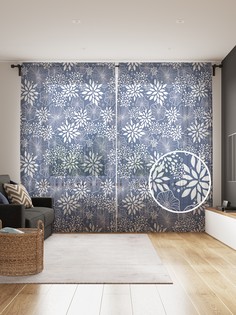 Фототюль JoyArty "Цветы неизвестности", 145x265см, 2 полотна, лента, 50 крючков