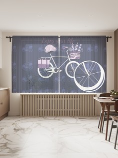 Фототюль JoyArty "Сиреневый кот", 145x180 см (2 полотна со шторной лентой + 50 крючков)