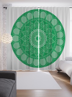 Шторы JoyArty с фотопечатью "Ажурная мандала" из сатена, 290х265 см