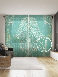 Фототюль JoyArty "Орнаментальная хамса", 145x265см, 2 полотна, лента, 50 крючков