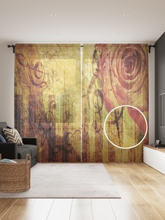 Фототюль JoyArty "Цветочное пианино", 145x265см (2 полотна со шторной лентой + 50 крючков)