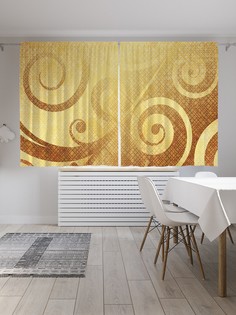 Классические шторы JoyArty "Золотая спираль", серия Oxford DeLux, 2 полотна 145x180 см