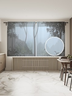 Фототюль JoyArty "Дымка в лесу", 145x180 см (2 полотна со шторной лентой + 50 крючков)