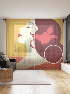 Фототюль JoyArty "Прическа с бантом", 145x265см (2 полотна со шторной лентой + 50 крючков)