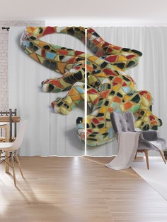 Шторы под лён JoyArty "Ящерица с мозаикой", серия Oxford DeLux, 340х265 см