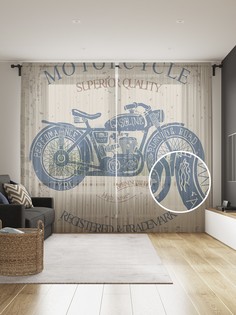 Фототюль JoyArty "Мотоцикл и надписи" 145x265см (2 полотна со шторной лентой + 50 крючков)