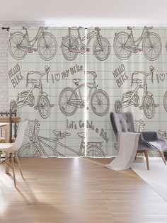 Шторы под лён JoyArty "Привет, велосипед", серия Oxford DeLux, 340х265 см