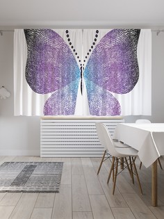 Шторы JoyArty с фотопечатью "Отпечаток бабочки" из сатена, 290х180 см