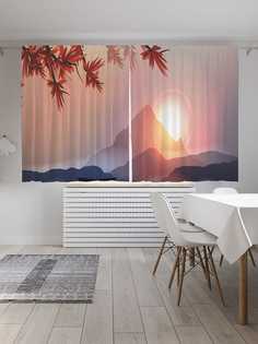 Шторы JoyArty "Солнце за японскими горами", Oxford DeLux, 2 полотна 145x180 см