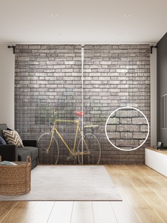 Фототюль JoyArty "Городской велосипед", 145x265см, 2 полотна, лента, 50 крючков