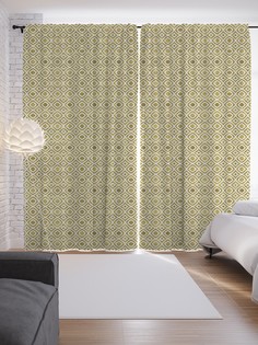 Шторы JoyArty с фотопечатью "Ромбы из золота" из сатена, 290х265 см