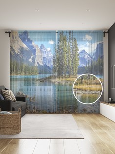 Фототюль JoyArty "Горная река", 145x265см (2 полотна со шторной лентой + 50 крючков)