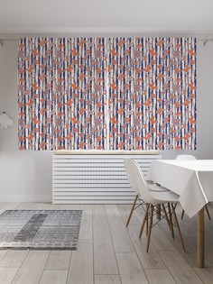 Классические шторы JoyArty "Бабочки на полосах гранж", Oxford DeLux, 2 полотна 145x180 см