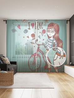 Фототюль JoyArty "Девушка в мечтах", 145x265см (2 полотна со шторной лентой + 50 крючков)