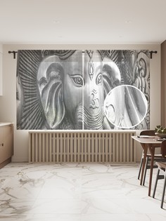Фототюль JoyArty "Скульптура Ганеши" 145x180см (2 полотна со шторной лентой + 50 крючков)