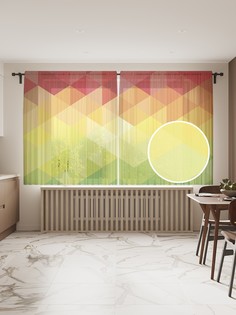 Фототюль JoyArty "Разноцветные ромбы" 145x180см (2 полотна со шторной лентой + 50 крючков)