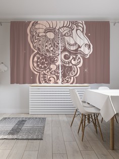 Шторы JoyArty с фотопечатью "Рисунок на стене со знаком Овна" из сатена, 290х180 см