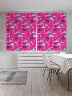 Шторы JoyArty "Японские элементы в векторе", Oxford DeLux, 2 полотна 145x180 см