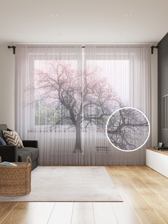 Фототюль JoyArty "Зимняя лавочка", 145x265см (2 полотна со шторной лентой + 50 крючков)