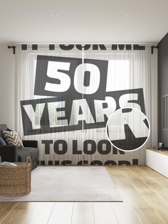 Фототюль JoyArty "Именины 50-летия", 145x265см (2 полотна со шторной лентой + 50 крючков)