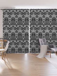 Шторы под лён JoyArty "Ажурная тюль", серия Oxford DeLux, 340х265 см