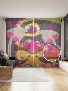 Фототюль JoyArty "Злой мухомор", 145x265см (2 полотна со шторной лентой + 50 крючков)