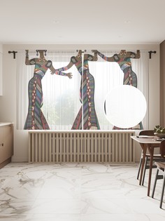 Фототюль JoyArty "Три африканки", 145x180 см (2 полотна со шторной лентой + 50 крючков)