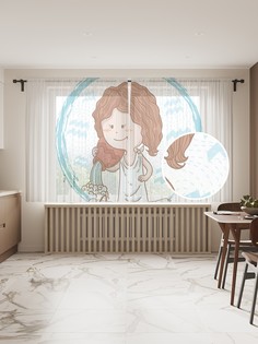 Фототюль JoyArty "Водолей с кувшином" 145x180см (2 полотна со шторной лентой + 50 крючков)