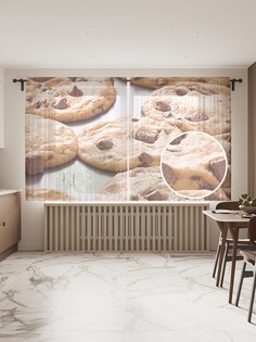 Фототюль JoyArty "Печенье на противне" 145x180см, 2 полотна, лента, 50 крючков